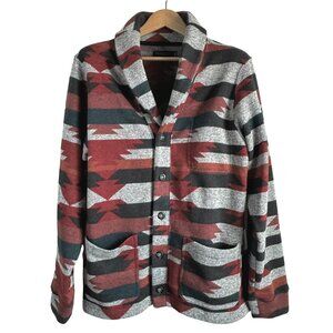 Men's Large Tribal Aztec Southwest Print Soft Sweater Jacket, Fall Jacket Coat
